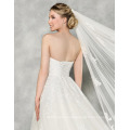 Luxurious Lace Strapless A-Line Wedding Dress with an Exquisite Beaded Motif